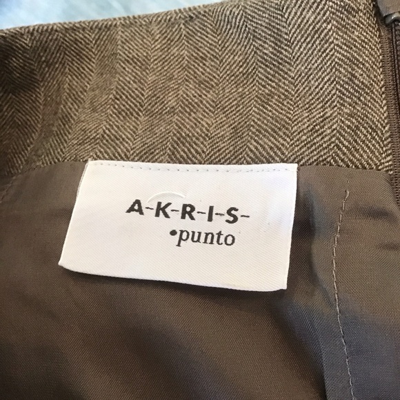 Akris Punto Brown Herringbone Stretch Wool Pencil Skirt US 12 42 Classic Career - Picture 4 of 4